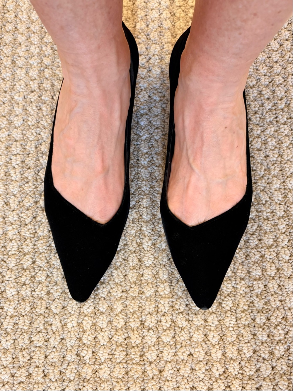 Salvatore Ferragamo Black Velvet Bari Ballet Flat with Gold Sculpted Heel - Picture 2 of 8
